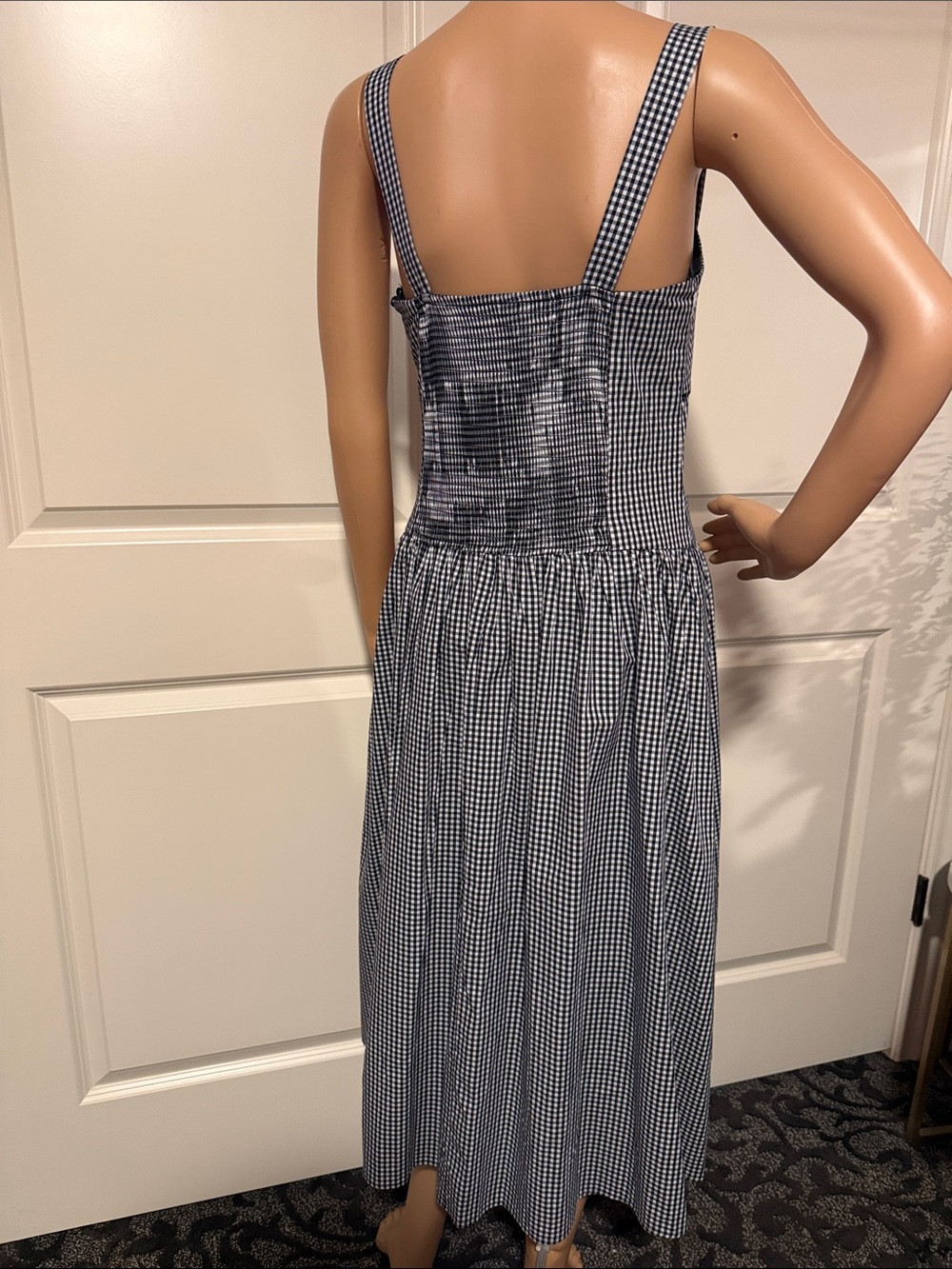 New Seni & Cade Juniors' Gingham Ribbon Trim and Smocked Back Square Neck Dress - Picture 9 of 10